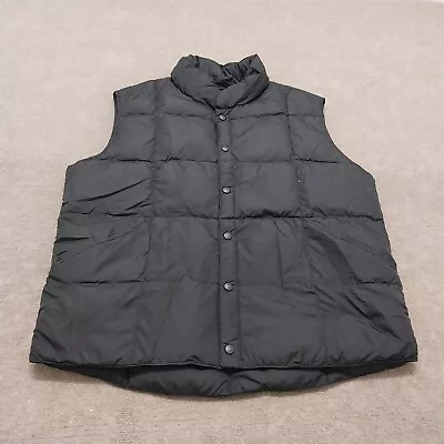 Lands' End Mens Large Black Sleeveless Button Down Full Snap Puffer Vest • $24.88