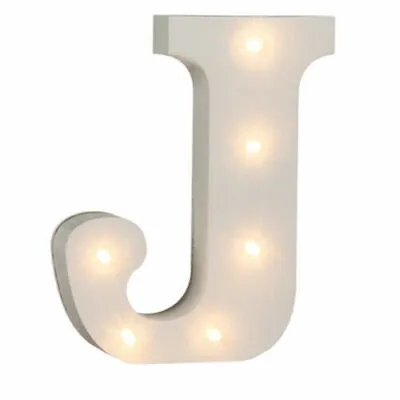 16cm Illuminated Wooden Letter J With 6 Led Sign Message Home Light Xmas Gift • £4.95