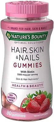 $10.75 • Buy Hair, Skin And Nails Vitamins With Biotin, 80 Gummies, 2500 Mcg, Free Shipping