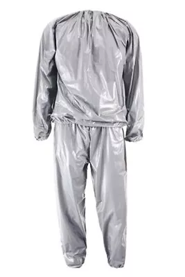 $21.99 • Buy Heavy Duty Fitness Weight Loss Sweat Sauna Suit Exercise Gym -Rip Silver XL E3E6