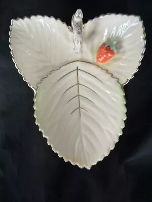  Made In Japan 3D Strawberry Dish Vintage 1950's Ucagco China Leaf Shape  • $15