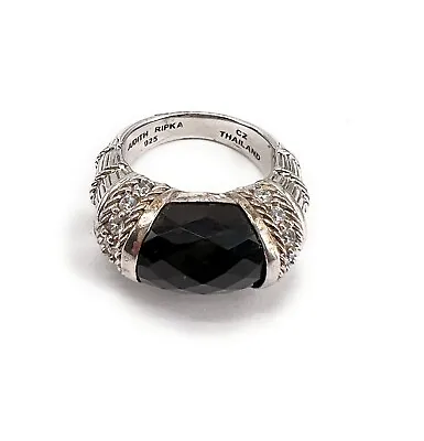 Judith Ripka Sterling Silver 925 Smoky Quartz Cocktail Ring Size 6 W/CZ Accents • $68.39