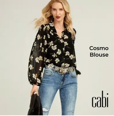 Cabi New NWT Cosmo Blouse #4159 Black With Ivory Flowers  XS - XXL Was $90 • $54