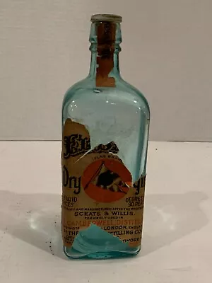 Vintage 1920’s-30’s El-Bart Dry Blue/Green Gin Bottle • $25