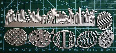 7 Piece Easter Eggs & Grass Edger Die Set Metal Cutting Dies UK Seller Fast Post • £5.99