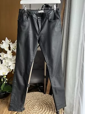 ZARA Trousers Black Skinny Waxed Wet Look Jeans Trousers Size EUR 40 • £14