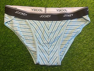 Jockey Elance Men’s String Bikini Underwear Hip Briefs Blue Stripes Sz XL 40-42 • $19