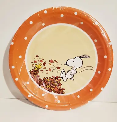 Peanuts Snoopy & Woodstock Thanksgiving Fall Leaf 7  Dessert Paper Plates Pk/8 • $4.49