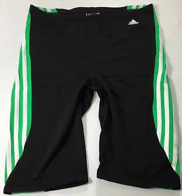 Adidas Men 10” Solid Splice Infinitex Swim Jammer AMX8420 Black Green Size 38 • $18.99