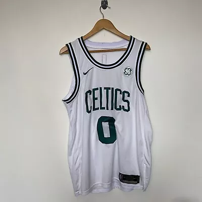 Nike Jayson Tatum #0 Boston Celtics White Jersey Nba Basketball Size 48 • £14.99