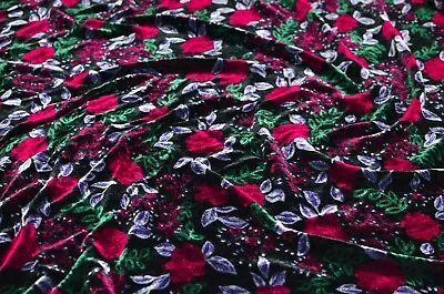 2.6 Yd/ Vintage Mulberry Silk Velvet Fabric Luxury Uzbek Oriental Textile • $78