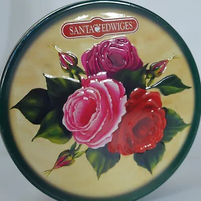 Vintage Santa Edwiges Tin Rose Container Brazil Canister Collectible Cookie Jar • $8.26