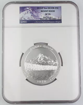 2010 P Mount Hood America The Beautiful 5 Oz Silver Coin NGC SP70 Satin Finish • $349.99