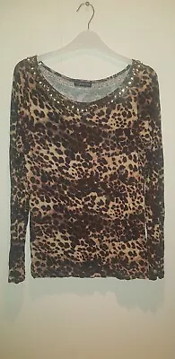 Womens Myleen Klass Animal Print Long Sleeve Top Size 10 • £1.50