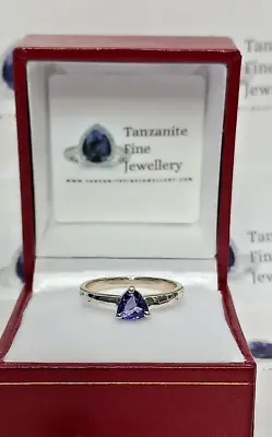 5 Mm Tanzanite Trillion Cut Ring Prong Set In Sterling Silver READY TO POST • £195