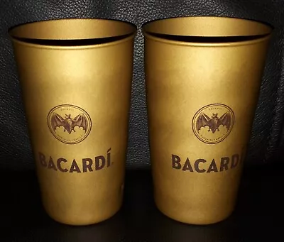 Pair Of Rare Collectable Metal Bacardi Rum Glasses Tumbler Cup Brand New Unused • $40