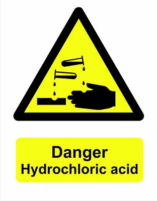 £1.80 • Buy Yellow Safety Sign Adhesive Gloss Vinyl Sticker Decal Danger Hydrochloric Acid