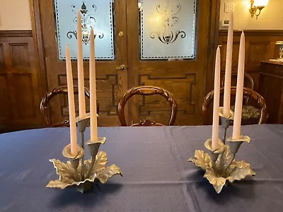 Match Pair Of Pewter Candelabra/Candle Holders By Arther Court 10” • $99