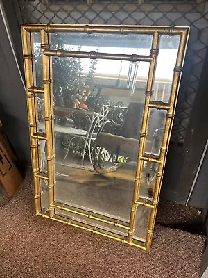 Mid Century Hollywood Regency Faux Bamboo Chippendale Mirror • $495