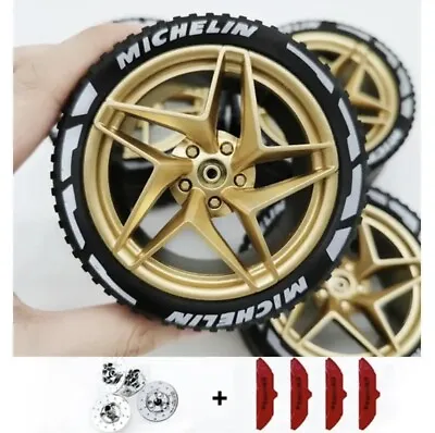Moc Alloy Wheels Tyre’s Break Discs & Pads Set 1:8 Scale Car Building Blocks Gld • £55