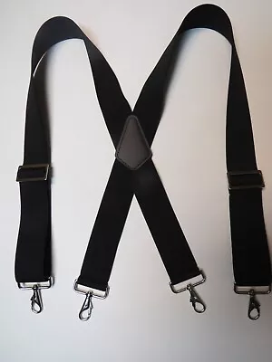 Mens Suspenders 2 Inch X Style Black Industrial Strong Material Made In USA • $23.97