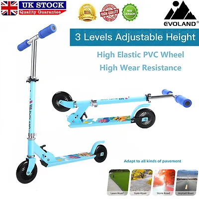 Kids Scooter Child Foldable Kick Push Scooter Adjustable Height For 3-16 Years • £24.99