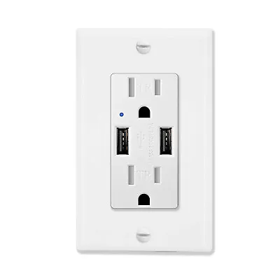 USB Wall Outlet Charger 4.2A Dual High Speed Receptacle Plug Tamper Resistant UL • $10.99