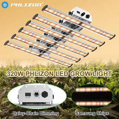 Phlizon Full Spectrum 320 Watt LED Grow Light - Daisy Chain & Dimmable All Stage • $349.59