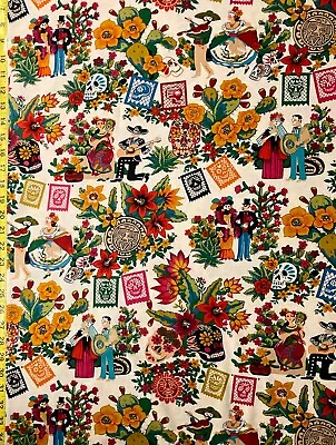 La Mascarada Alexander Henry Fabric Cacti Flowers Sugar Skulls Day Of The Dead • $6.99