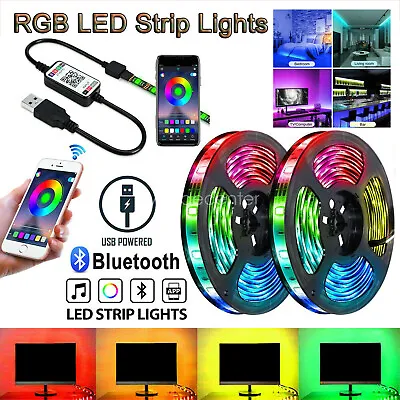 2-20M RGB LED Strip Lights IP65 Waterproof 5050 5M 300LED 12V USB Bluetooth Gift • $11.96