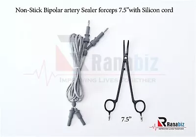 Non-Stick Bipolar Artery Sealer Clamp/ForcepsBlack-L: 7.5'' &3mtr Cord-REUSABLE • $37.45