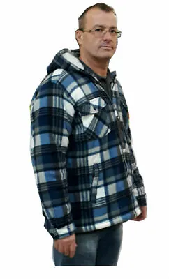 Thick Lumberjack Shirts Heavy Duty Hooded Padded FurFleece Lined Warm Jackets • £19.99