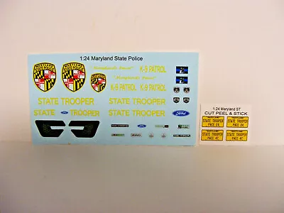 Maryland State Police 1/24 Waterslide Decal Sheet Set Fits 1:24 Diecast Models • $10.49