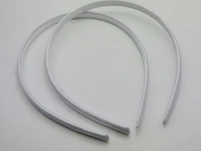 10 White Plastic Headband Covered Satin Hair Band 9mm For DIY Craft • £4.09