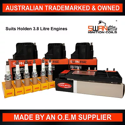 3x Ignition Coil W/ Delphi DFI Module & 6x NGK Spark Plugs Holden VP To VY 3.8L • $336