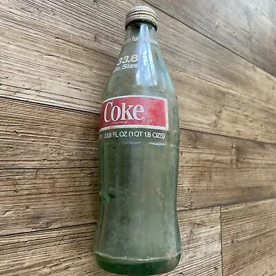 Coca-Cola / Coke 1 Liter Glass Bottle W/ Cap 11.25  Tall  Very Dirty  USED  #3 • $8