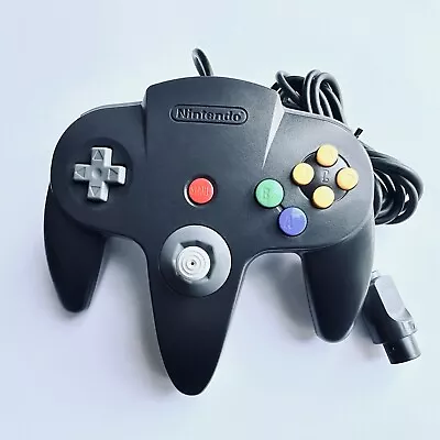 🎱 BLACK & GREY N64 NINTENDO 64 CONTROLLER Game Pad GENUINE NUS-005 NUS005 ❤️ • $29