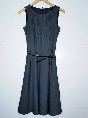 $6.23 • Buy Next Dress Size 6 Dark Grey Work Dress Belted Sleeveless Shift 40  Aa851
