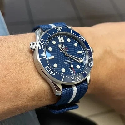 Cinturino orologio pelle Stingray blu, misura 18mm 20mm 21mm 22mm 24mm