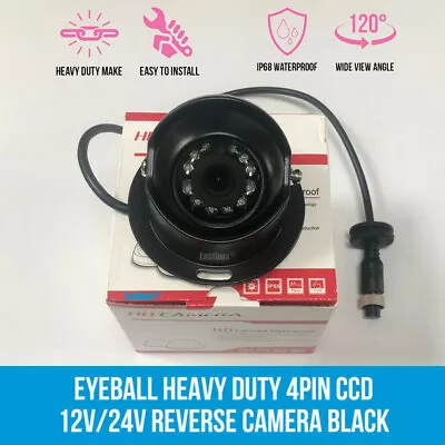 Black 4 PIN Heavy Duty Dome CCD 12 IR Reversing Rear View Camera For Caravan Van • $38.99