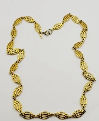 Vintage Trifari Chain Link Necklace GOLD Tone 24 In Decorative Art Deco • $30.59