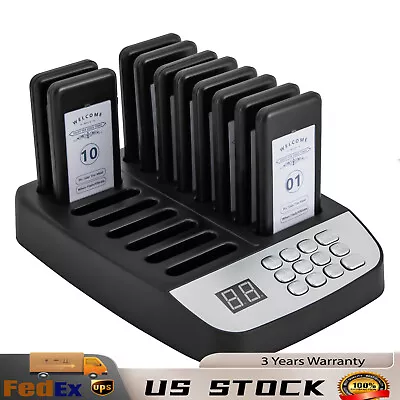 Black Restaurant Pager System 10 Pagers With Vibration Light Dripping Sound • $57