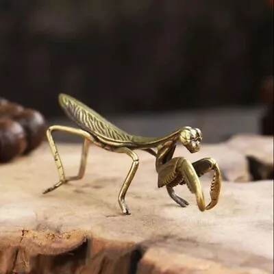 Miniature Decor Solid Tea Set Copper Mantis Pet Insect Figure Table Decor Craft • $13.54