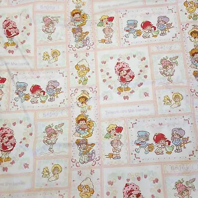 Vintage Fortrel Strawberry Shortcake Colorful Twin Sized Flat Sheet Bedding • $59