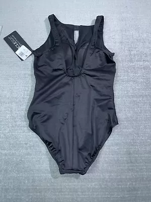 Miraclesuit Swim Suit Women 14 Black One Piece High Neck Slimming Beach NEW • $69.99