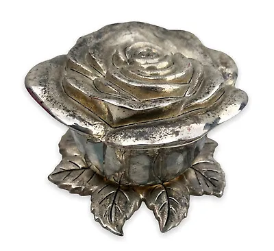 Vintage 4  Godinger Silver Plated Rose Jewelry Trinket Box Metal Flower • $28.34