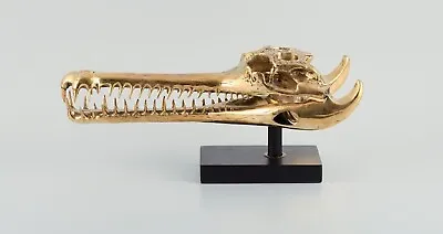 Large Sculpture In Gilded Metal. Modern Design In The Shape Of Crocodile Skull • $1170