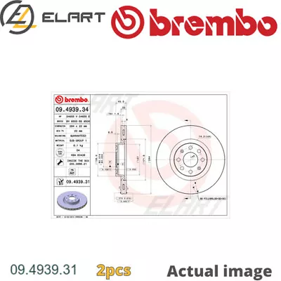 2x Brake Disc For Vauxhall Fiat Opel Corsa Mk Iv E X15 B 14 Neh B 14 Net Brembo • £161.75