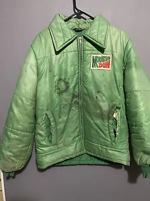 Vintage Mountain Dew Puffer Jacket Zip Up Insulated Coat Size Large • $42.99