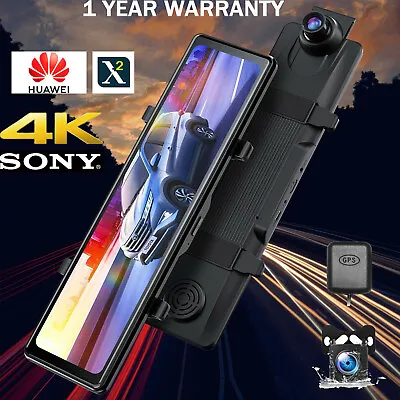 12  SONY 4K Lens GPS Mirror Dual Front And Rear Camera Car Dash Cam Camera R-H • £89.99